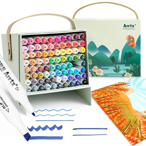 Arrtx ALP 80 colori pennarelli alcolici pennarello permanente per schizzi per artisti studenti adulti disegno perfetto per regalo 231227