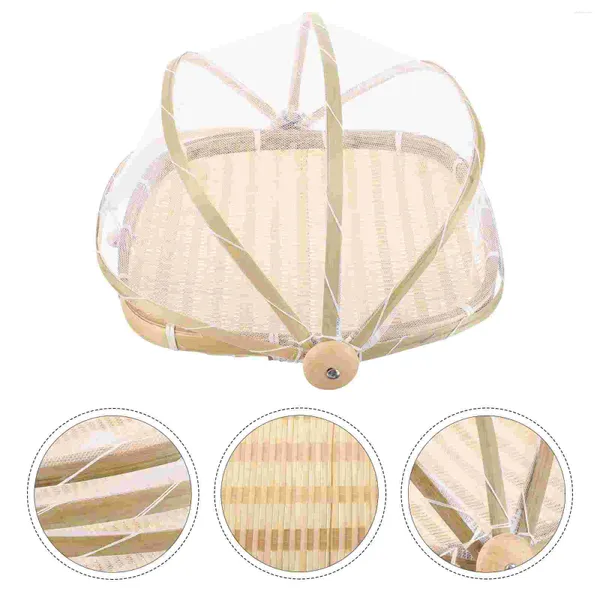 Utensílios de jantar cesto de cesto de bambu tecidos roupas de cestas de gaze de cozinha capa de frutas contra moscas pão recipiente