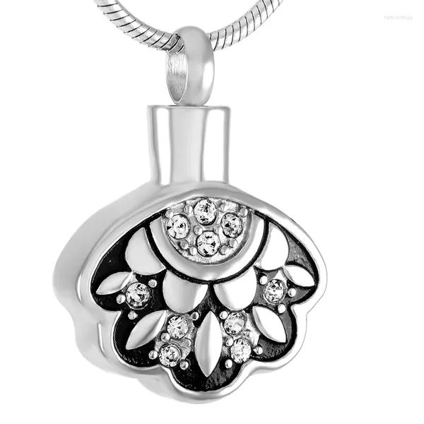 Anhänger Halsketten IJD9341 Nicht verblassen und Allergie Edelstahl Blume Strass Feuerbestattung Urne Halskette Frauen Einzigartige Andenken Schmuck für