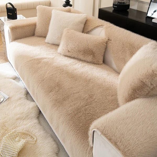 Sandalye, oturma odası için vizon kadife kanepe sıcak kalınlaşmış ped kayma önleyici kış battaniye kanepe yastık evi