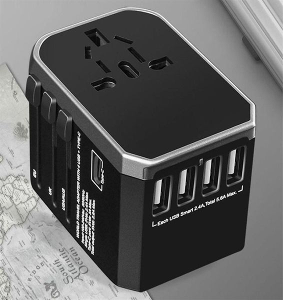 4 USB 2000 Вт 5 6A Тип C, универсальный адаптер для путешествий, вилка-переходник для США, Великобритании, Австралии, ЕС, адаптер питания233m9739545