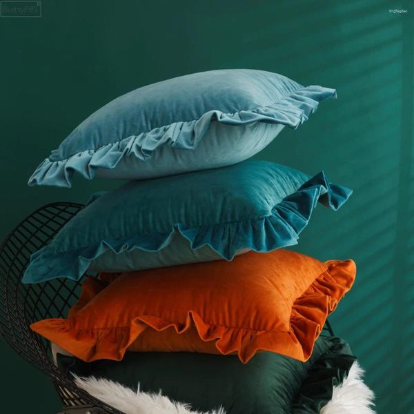 Cuscino arruffato moderno solido solido semplice coperchio a colori divano velluto divano ufficio cuscino morbido schiera 30x50 45x45 50x50cm