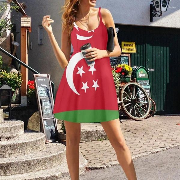 Abiti casual Vintage Comoros Flag Design Donne Domande Abito Strap One Piece Girl Camis Print on Demand Harajuku Sundass per donne