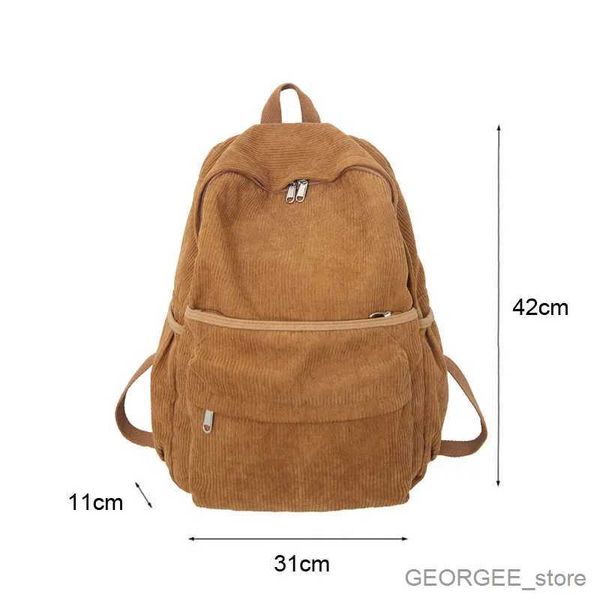 Laptoptaschen Rucksack Damen Schultaschen Reisen Täglich Laptop Canvas Rucksack Unisex Cord Rucksack Tasche Einfarbig