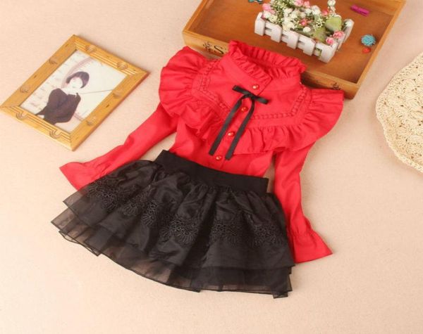 Nova primavera outono blusa de algodão para meninas grandes roupas de cor sólida crianças manga longa escola menina camisa crianças tops 216 y lj200819 38465933