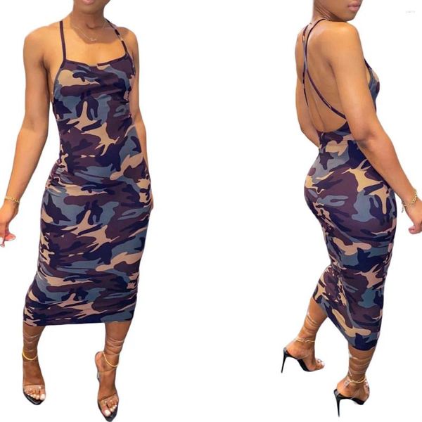 Abiti casual Summer Wear's Wear Multi-Shoulder Strapless Back Fashion Cimeflage Dress