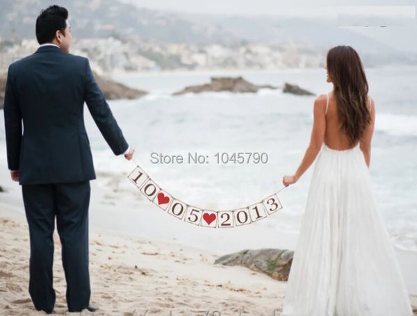 1 x Data personalizada Banner Wedding PO Props Save a Data Signo Partido de Nemente Casado Supplies de Decoração 231227