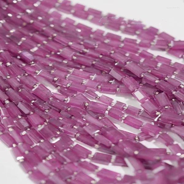 Pietre preziose sciolte PERLINE Zaffiro rosa Rettangolo sfaccettato 4-9mm All'ingrosso per collana di gioielli fai da te 20 cm