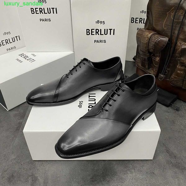 BERLUTI Scarpe eleganti da uomo Scarpe oxford in pelle Berlut Scarpe nuove da uomo in pelle di vitello Colore spazzolato Scarpe oxford belle inglesi Moda Scarpe da lavoro eleganti in pelle HB9B