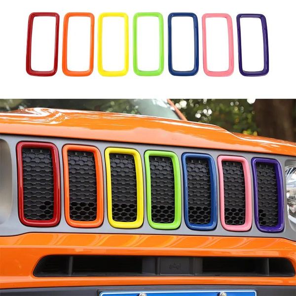 Acessórios ABS para malha frontal Malha insere a tampa da grade de sete cores para Jeep Renegade 20192020 Acessórios externos de automóveis