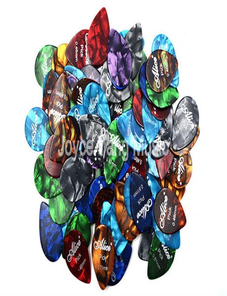 100pcs Alice küçük gözyaşı damlası İnci Selüloid Gitar Seçimleri Pleectrums 046071081mm İnce Medium1223250