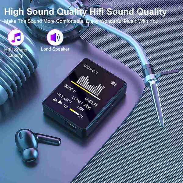 Lettori MP3 MP4 Mini lettore musicale MP3 portatile Bluetooth Sport Lettore musicale HIFI Lettore video Mp4 Altoparlante con microfono incorporato per Walkman per studenti