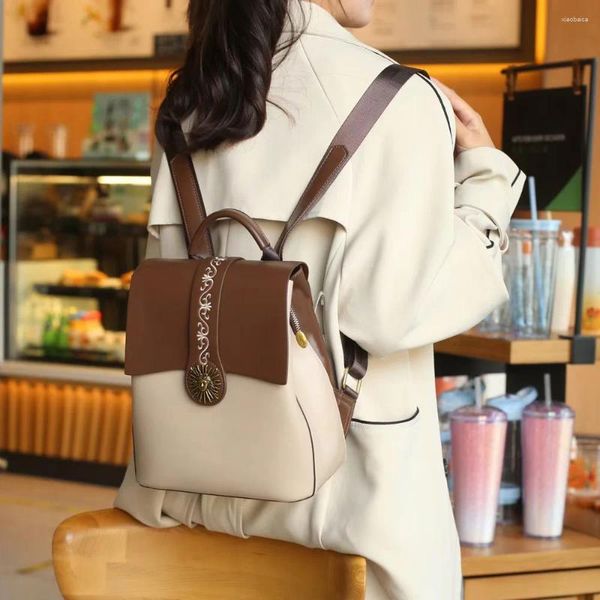 Школьные сумки Простой и утонченный женский рюкзак с большим дизайном бренда для путешествий уникальная классическая сумка для плеча