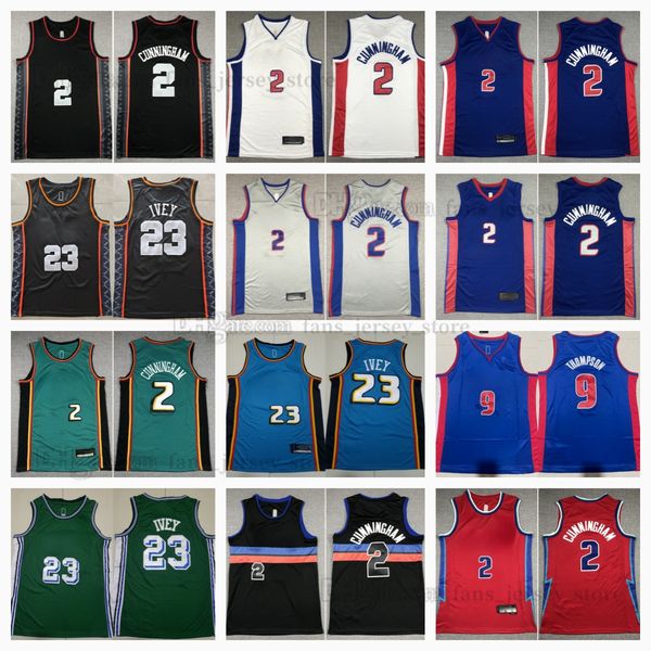 2023-24 New City Basketball Jerseys 2 Cade Cunningham 9 Ausar Thompson 23 Jaden Aivey Black Green Blue Stitched Jersey Men S-xxxl