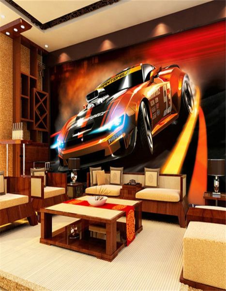 Benutzerdefinierte 3D-Po-Tapete, rotes Auto, Wandbild, Kinderzimmer, Sofa, Wanddekoration, 3D-Vliesstoff-Wandpapier, Wallcoverings3059123