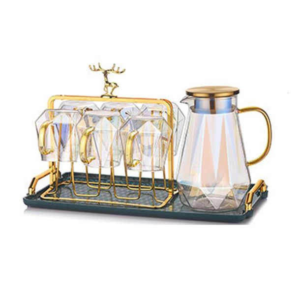 Красочная алмазная текстура стеклянная чайника набор холодной водой вода прозрачная кофейная горшка Домашняя вода Карафе Стеклянка 231227
