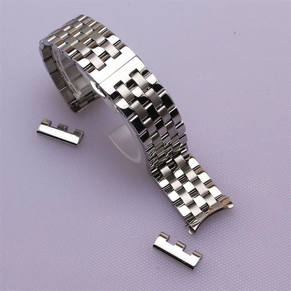 16mm 18mm 20mm 22mm 24mm bracelet de montre dépolyment en argent de haute qualité bracelets de montre en métal noir bracelets extrémités incurvées communes extrémités plates fo256m