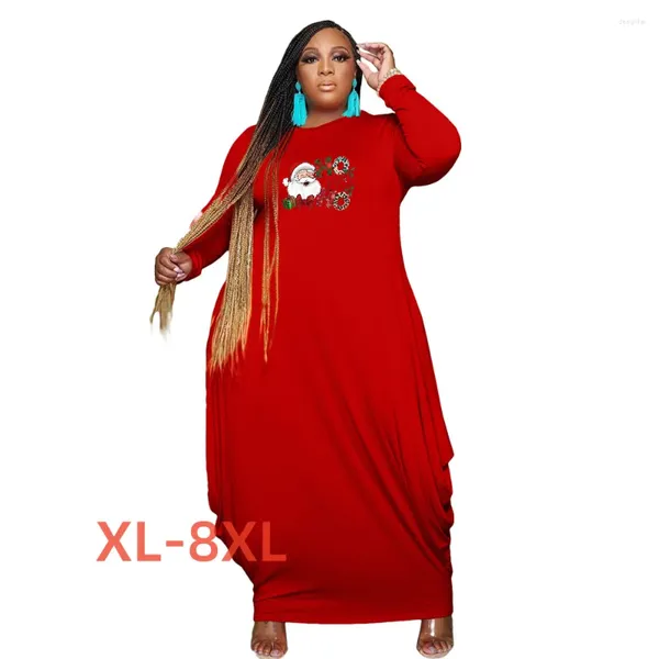 Plus -Size -Kleider 4xl 5xl 6xl 7xl 8xl Winter für Frauen Weihnachtsdruck Maxi Vestidos Para Mujer Prom Formal sexy Club