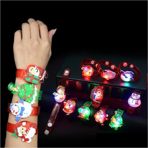 Decoração de festa Novo traje LEDs iluminam brinquedos Colorf Anel de mão luminoso piscando cinta LED pulseira pulseiras novidade Natal Gif Dhals