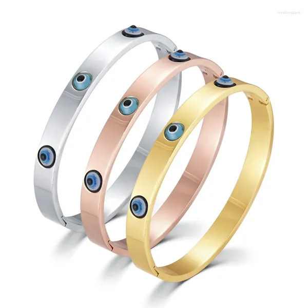 Bangle moda moda de alta qualidade Pulseira de aço inoxidável para homens e mulheres colorir ouro jóias de jóias de diabo Presente de estilo olho