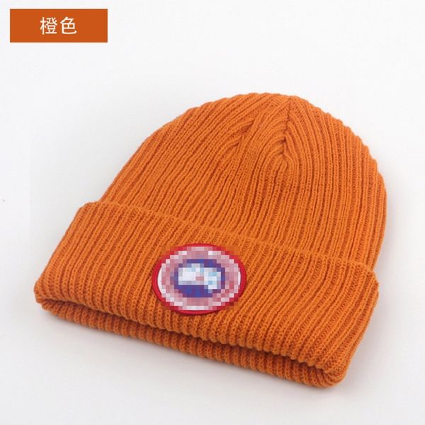 Chapéu de malha de fábrica Autumn e Winter Tide Korean Leisure Flanging Color Solid Wool Hat feminino Bordado quente Hip-hop Hat macho