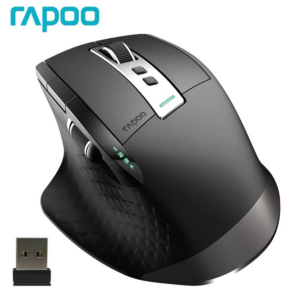 Многомодовая аккумуляторная беспроводная мышь Rapoo MT750, эргономичная, 3200 точек на дюйм, Bluetooth EasySwitch, до 4 устройств 231228