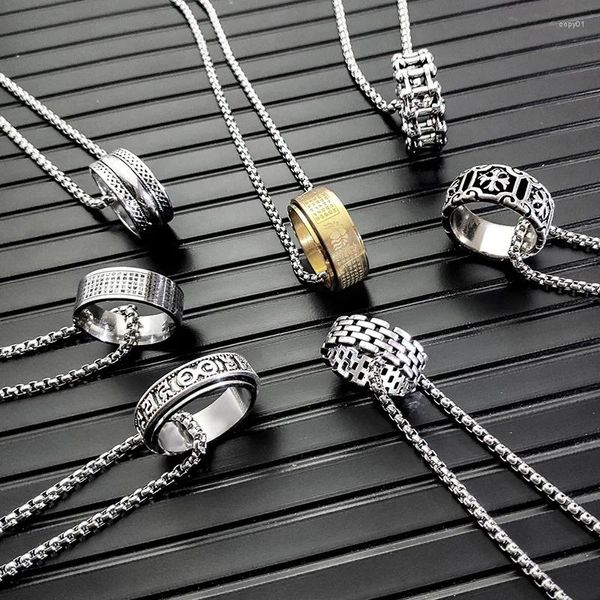 Pingente colares rua hip hop anel colar moda masculina simples escritura budista casal rock legal jóias presente de aniversário