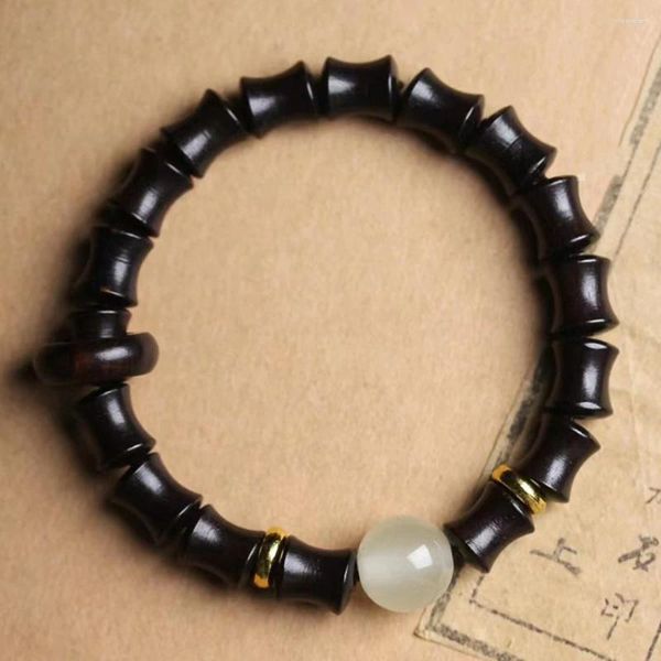 Braccialetti con ciondoli Bracciale con perline in legno di sandalo naturale Filo di legno di bambù tibetano per uomo Donna Meditazione Buddista Mala Preghiera Gioielli