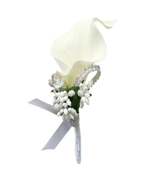 Flores decorativas grinaldas calla lírio broche festa de casamento decoração nupcial dama de honra treliças noivo boutonniere feminino masculino pino sui8563308