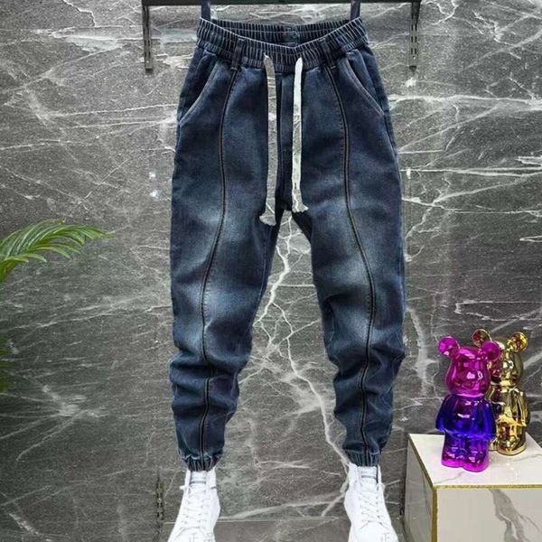 Стильные узкие полосатые джинсы, крутые уличные брюки-карандаш, брендовая мужская одежда высокого качества