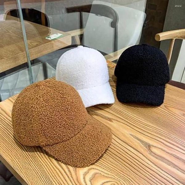 Tappi per palline donne berretto da baseball peluche antivento per uomini cappello a bordo curvo caldo sfocato con protezione UV sport all'aperto