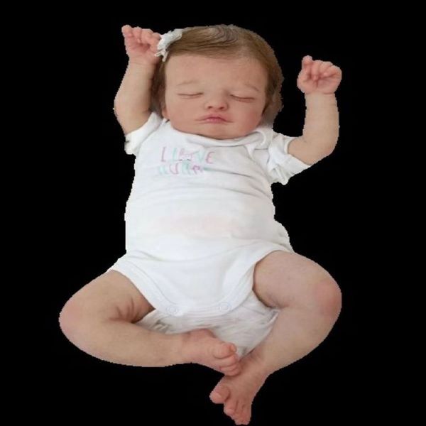 45 cm kuschelige Rosalie Bebe Reborn mit verwurzelten Haaren schlafendes Reborn Baby Girl Boneca Renascida Brinquedo Bebe Para
