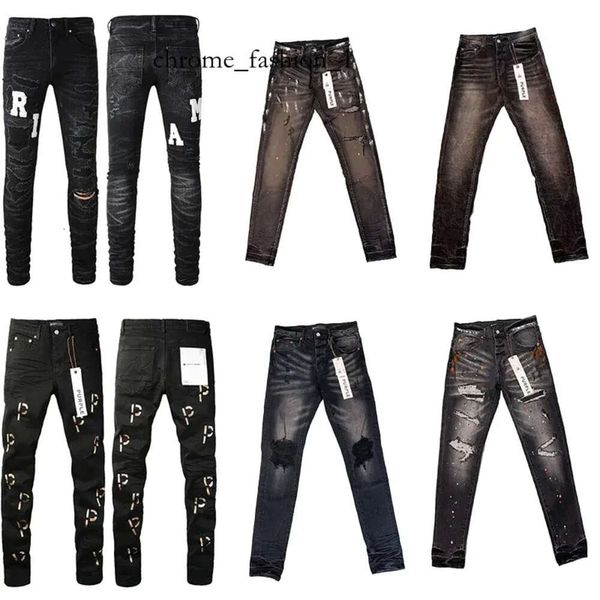 Amri jeans roxo jeans designer puple jeans amirs dos homens jeans magros designer de luxo denim calça angustiado rasgado motociclista amri 766