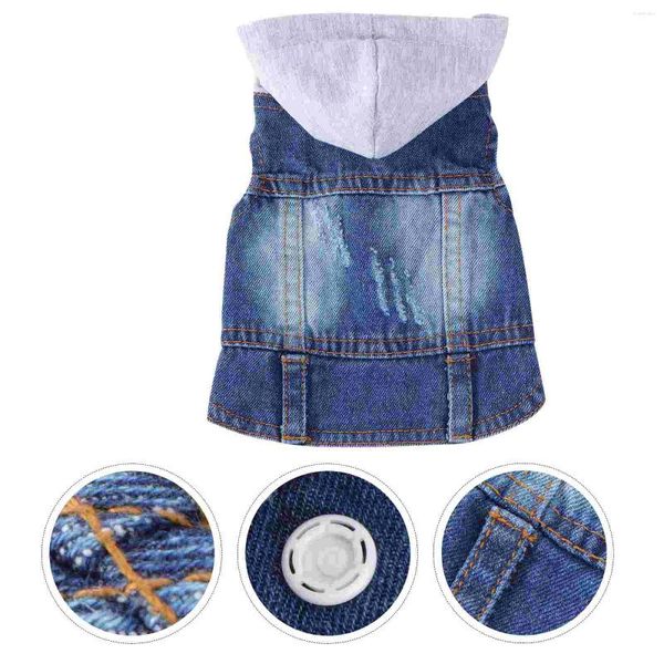 Vestuário para cães Coletes para animais de estimação Roupas frescas Denim Primavera Verão Outono com chapéu de malha branco tamanho M