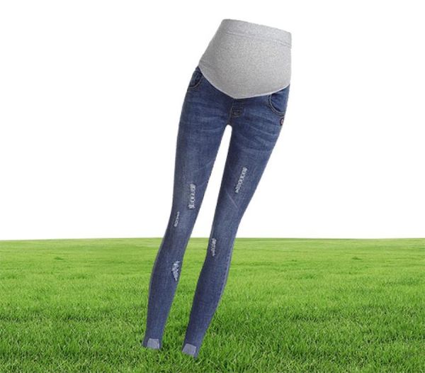 Maternidade Leggings Roupas de gravidez jeans High jeans Flares de calças de tornozelo de calças gestantes jeans 2107213341564