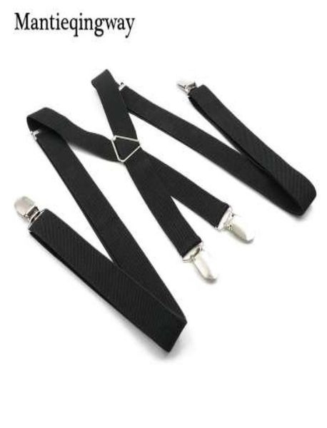 Suspensórios negros para homens 4 clipes Strap Brace Slim Brace Ajuste Mulheres Strap1265759