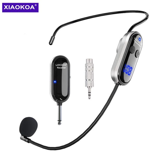 XIAOKOA Cuffie per microfono wireless UHF Palmare Microfono 2 in 1 con display digitale a LED Portata 165 piedi 231228
