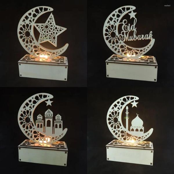 Decorações de jardim Eid Mubarak Wood Table Lamp Lun Star Castle Ramadan Decoração Muçulmana Islâmica para Decoração Suprimentos Diy Crafts Ornamentos