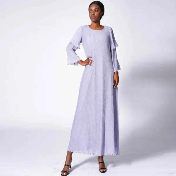 Roupas étnicas Eid Ramadã abaya mulheres chiffon plissadas moda muçulmana 2024 verão casual maxi vestido peru túnica árabe kaftan islam