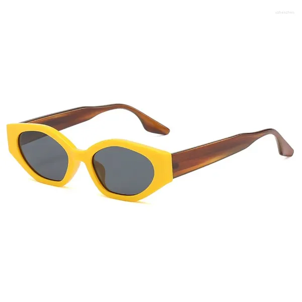 Güneş gözlükleri kişilik kedi gözü kadın vintage sarı oval gradyan gözlükleri kadın moda markası bayanlar hip hop gafas de sol