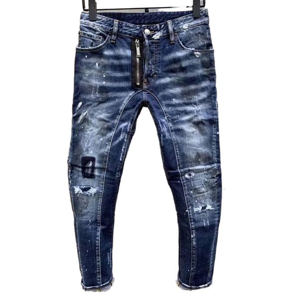 Lila Jeans, modische, schmale, zerrissene Windrad-Biker-Rock-Revival-Jeans, Designer-Jeans, Herren-Jeans, Hosen, im Großhandel erhältlich