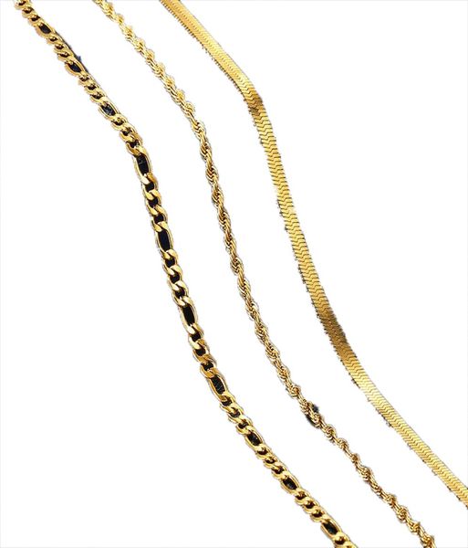 Ketten Vintage Goldkette Halskette für Frauen Fischgrätenseil Fuchsschwanz Figaro Curb Link Choker Schmuck Zubehör Whole8926098