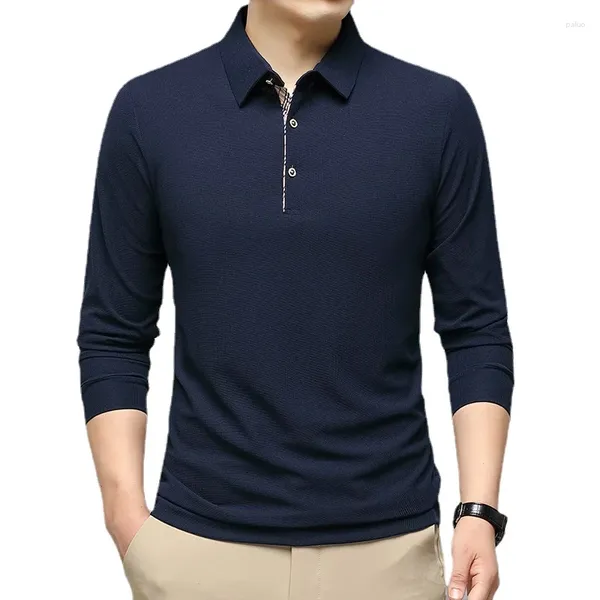 Camisas casuais masculinas corea cor de cor sólida camisa masculina de mangas compridas waffle de alta qualidade Logo Camisa
