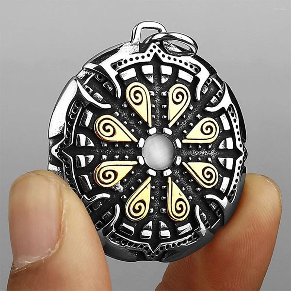 Colares Pingente 316L Aço Inoxidável Viking Helm Of Awe Colar Homens Retro Nordic Vegvisir Amuleto Jóias Atacado