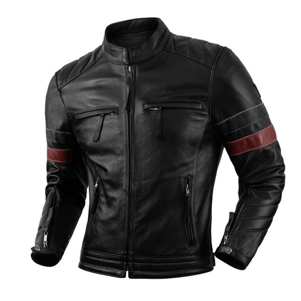 Protetores jaquetas de motocicleta jaqueta de couro homens naturais roupas de couro genuíno motociclista roupas motor equitação casaco S-2XL 231228