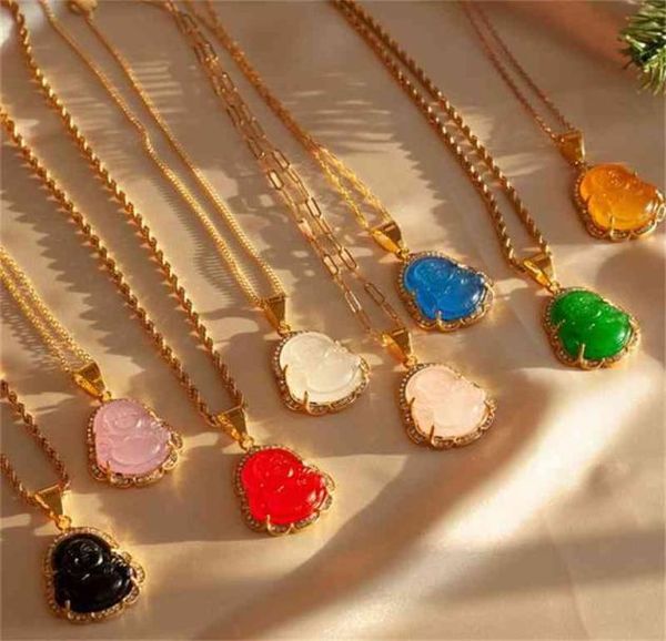 2021 colors in acciaio gioielli in acciaio personalizzato Buddah che risate Ride Cuban Rope Chain 18K Gold Buddha Collana Buddha Pendant6041953