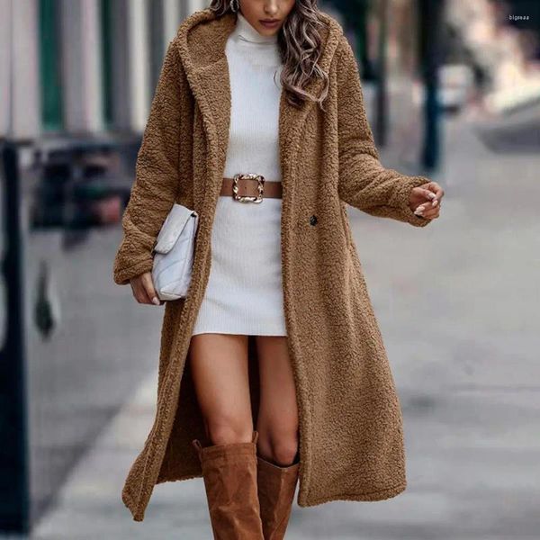 Kadın Yelekler Modaya Gizli Kış Palto Şapkası Yün Kadın Cepleri Yumuşak Palto