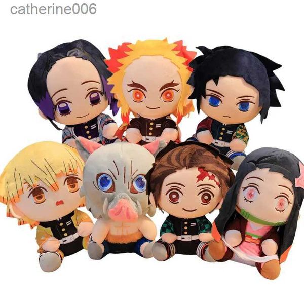 Animais de pelúcia de pelúcia 20 cm Hot Japão Demon Slayer Bonecos de pelúcia Adoráveis Anime Kimetsu No Yaiba Kamado Tanjirou Nezuko Zenitsu Kyoujurou Brinquedos Crianças GiftsL231228