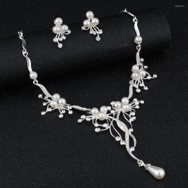 Комплект ожерелья и серег, вечерние цепочки на ключицы со стразами, водослива, воротник с кисточками, колье, кристалл, свадебные украшения, жемчужный цветок