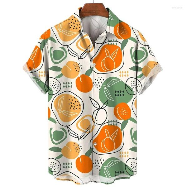 Freizeithemden für Herren, Hawaiihemd, 3D-Fruchtdruck, Herrenbekleidung, Sommer, kurzärmelig, Strandparty, Tops, T-Shirts, lockere, atmungsaktive Bluse